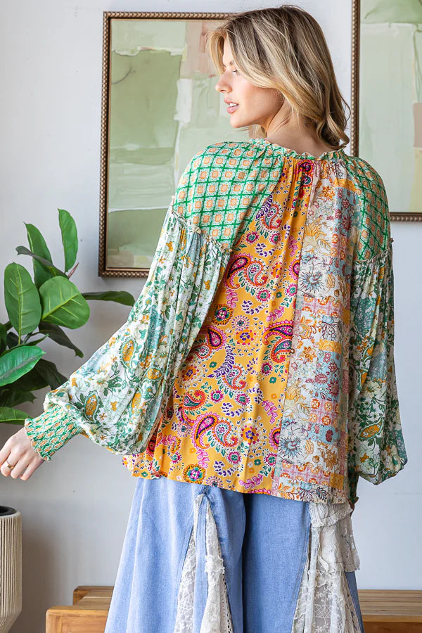 "Natalie" Mixed Print Blouse