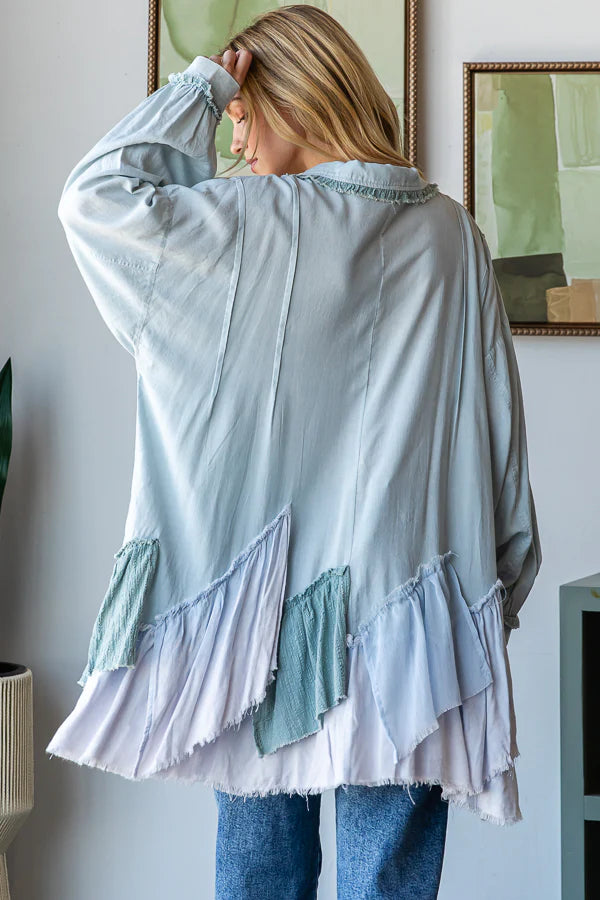 "Willow" Pieced Ruffled Blouse