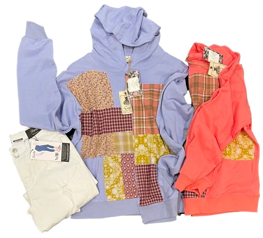 "Corey" Patchwork Hooded Top