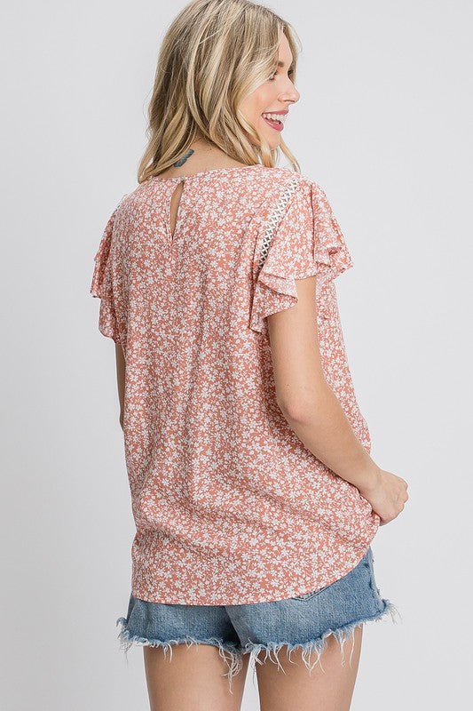 Last One! “Shasta" Ruffled Floral Blouse