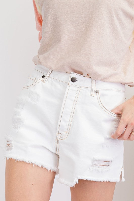 Star Print Distressed Denim Shorts – Sabi Boutique