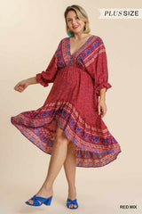LAST ONE! "Carmen" Ruffled Hem Midi Dress - The Katie Grace Boutique