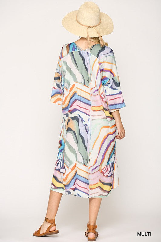 Last One! “Lucilla" Abstract Print Dress