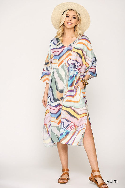 Last One! “Lucilla" Abstract Print Dress