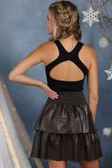 "Sarah" Restock in Black! Faux Leather Skirt - The Katie Grace Boutique