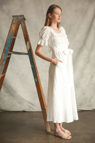 SALE!! "Savannah" Lace Trimmed Open Back Maxi - The Katie Grace Boutique