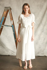 SALE!! "Savannah" Lace Trimmed Open Back Maxi - The Katie Grace Boutique