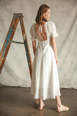 SALE!! "Savannah" Lace Trimmed Open Back Maxi - The Katie Grace Boutique