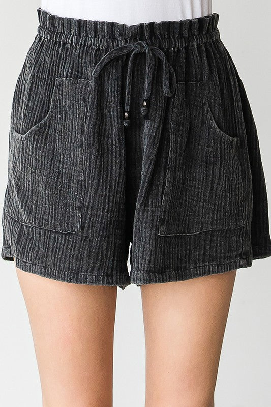 "Leora" Mineral  Washed Shorts