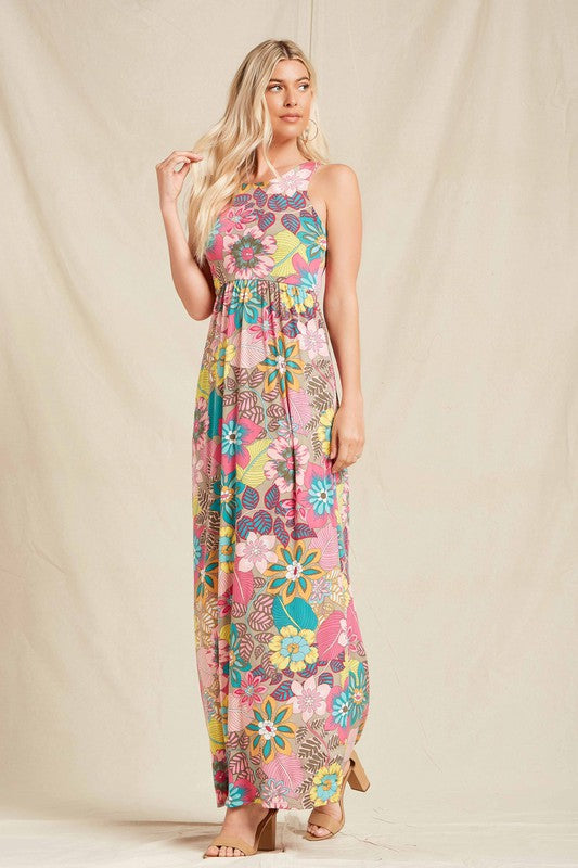 "Lulu" Tropical Print Maxi Dress