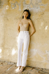 "Carmen" High Rise Jeans with Ankle Side Slit - The Katie Grace Boutique