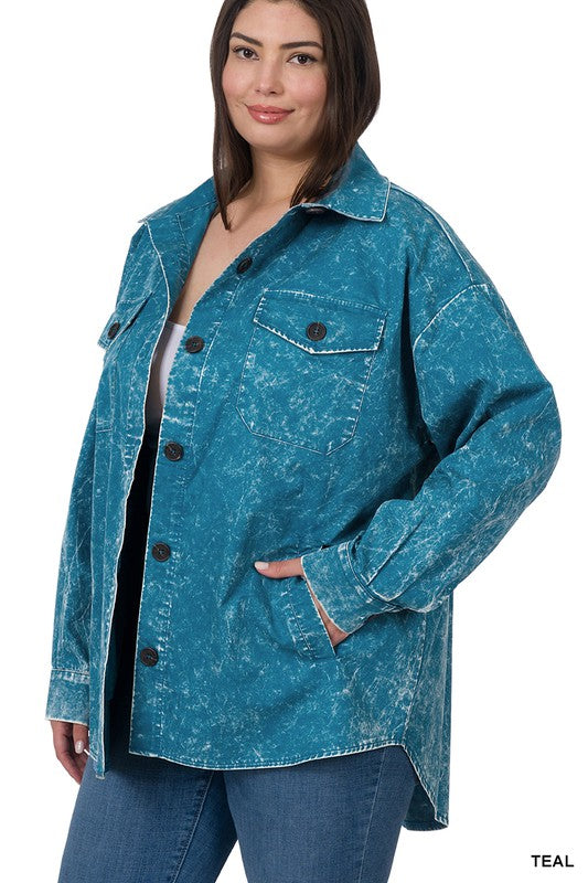 New Colors!  "Samantha" Mineral Washed Lightweight Shacket