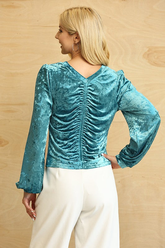 SALE!! "Sylvia" Ruched Velvet Top - The Katie Grace Boutique