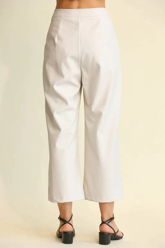Restocked in Cream! "Casey" Cropped Faux Leather Pants