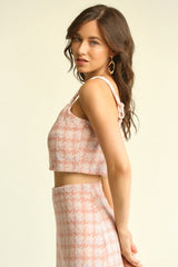 "Chicago" Tweed Cropped Top - The Katie Grace Boutique