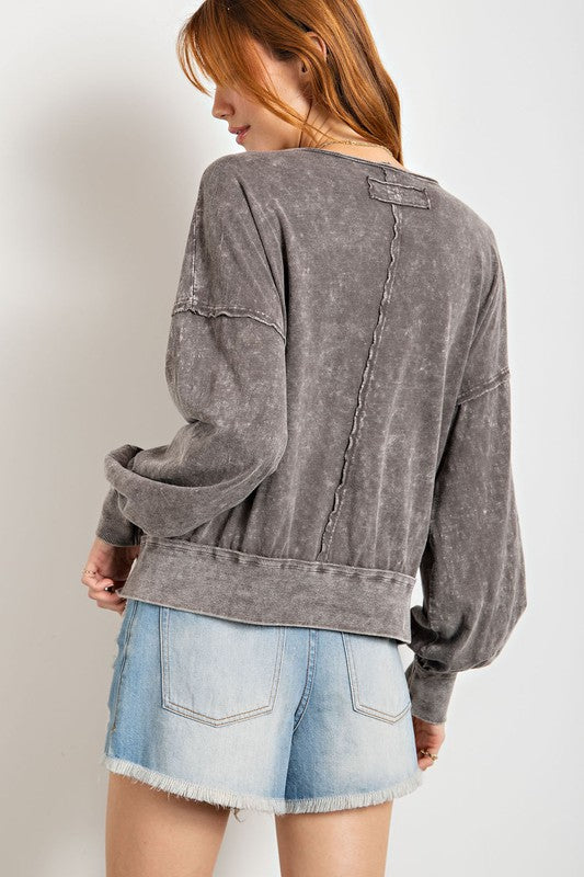 Last One! “Hallie" Mineral Washed Top