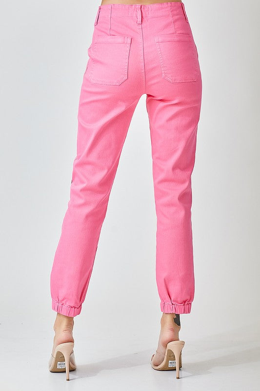 High Rise Jogger Jeans in Pink