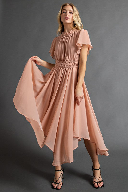 Last One! “Braelyn" Flutter Midi Dress