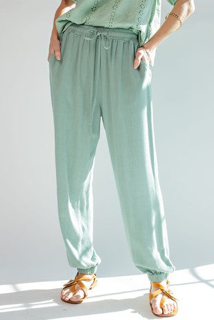 Last One! “Blakely" Linen Blend Joggers