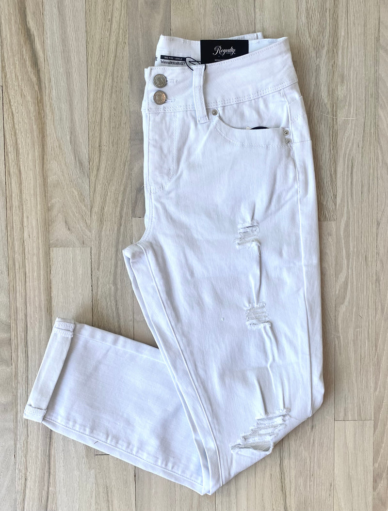 "Felicity" White Ankle Jean