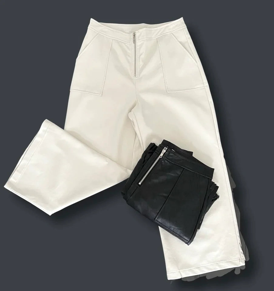 Restocked in Cream! "Casey" Cropped Faux Leather Pants