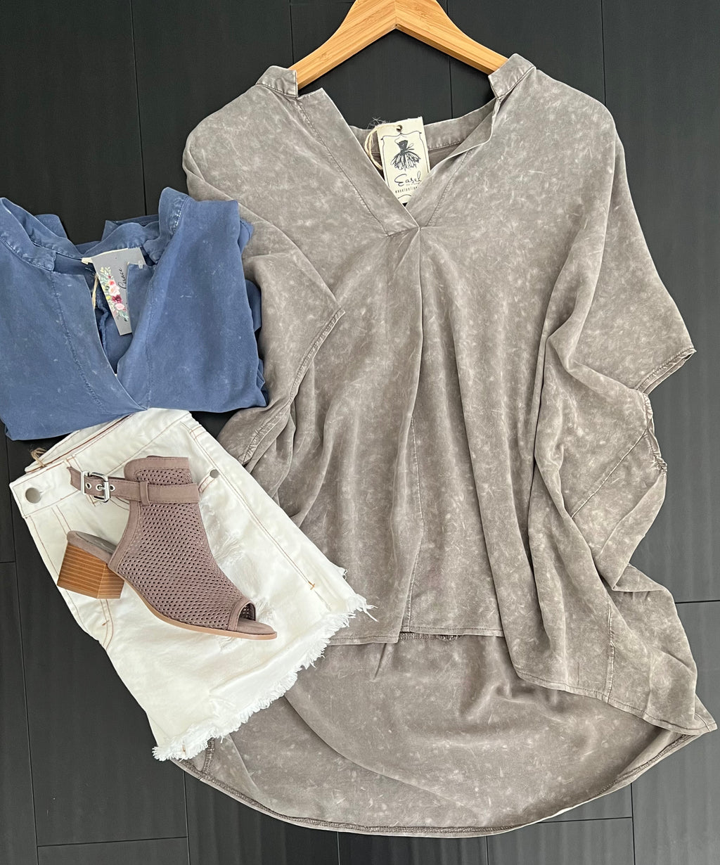 Last One! “Selma" Oversized Mineral Washed Blouse