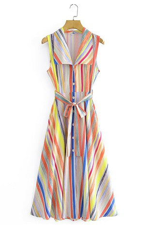 "Gina" Striped Midi Dress