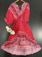LAST ONE! "Carmen" Ruffled Hem Midi Dress - The Katie Grace Boutique