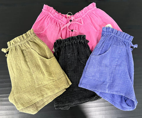 "Leora" Mineral  Washed Shorts - The Katie Grace Boutique