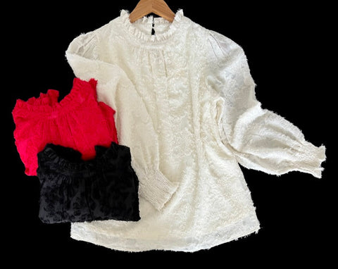 Last One! “Charlotte" Textured Blouse - The Katie Grace Boutique