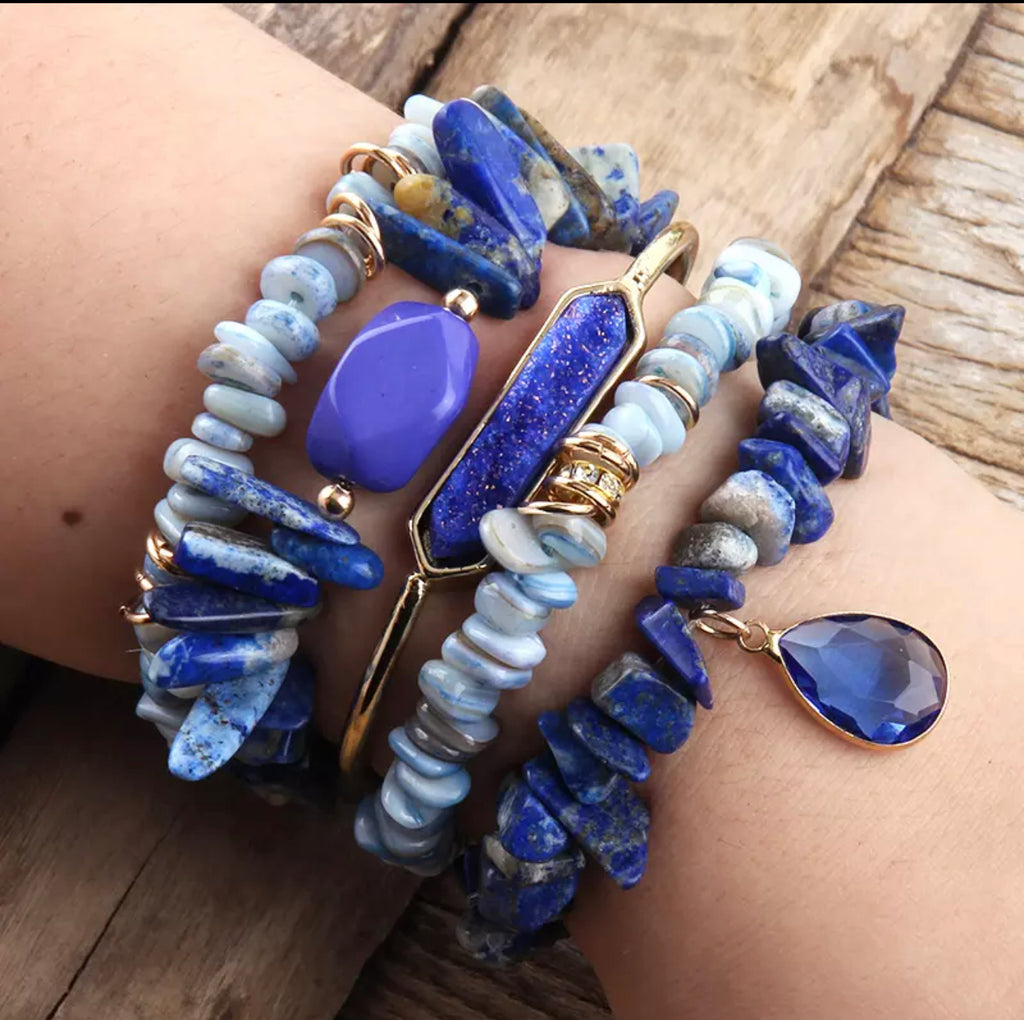 Blue Natural Stone Bracelet Stack