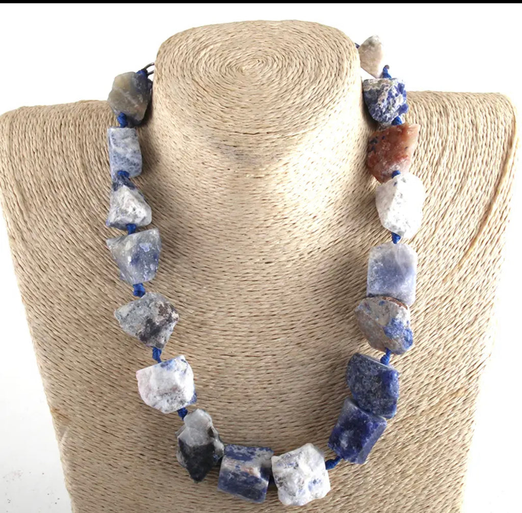 Tumbled Natural Stone Necklace, 3 colors