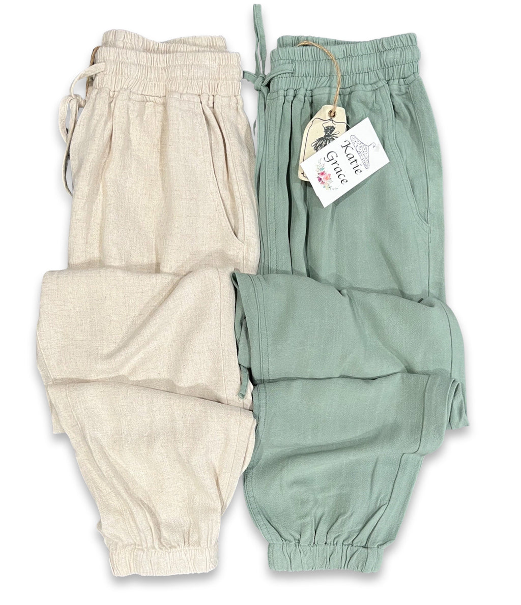 Last One! “Blakely" Linen Blend Joggers