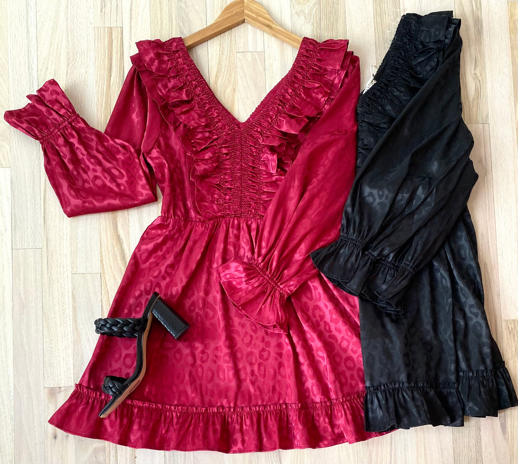 "Tina" Satin Leopard Dress - The Katie Grace Boutique