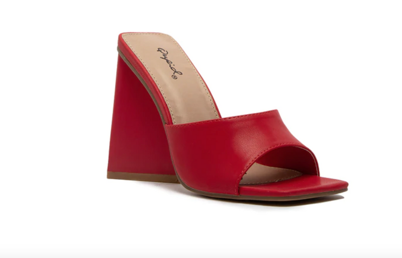 "Bella" Red Chunky Heel Sandal