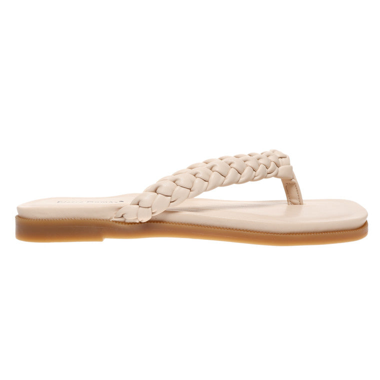 "Stacie" Braided Square Toe FlipFlop, Nude